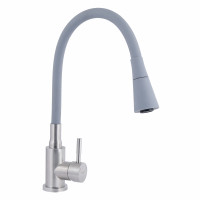 Змішувач для кухні Lidz Aria 015F31 з гнучким виливом (k35) LDARI015F31GNK31871 Grey / Nickel, фото