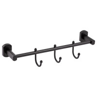 Тримач для рушника Qtap Liberty 3 гачка 365 мм QTLIBBLM1154-3 Black, фото