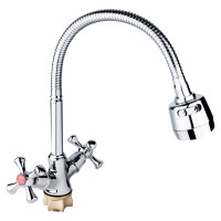 Змішувач для кухні Lamb 274F двохвентильний з гнучким виливом (75 21 271F-4) Chrome Lidz, фото