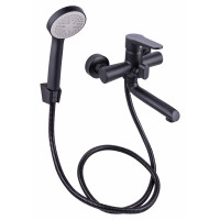 Змішувач для ванни Nicole 006 з поворотним виливом (з душовим гарнітуром) (k35) (14 43 006-1) Black Lidz, фото