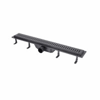 Трап Qtap Dry FA304-700MBLA лінійний з сухим закривом та нержавіючою решіткою 700х73, фото