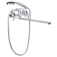 Змішувач для ванни Dominox 140 з поворотним виливом двохвентильний (з душовим гарнітуром) (15 140) Chrome Lidz, фото