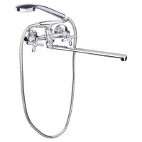 Змішувач для ванни Dominox 143 з поворотним виливом двохвентильний (з душовим гарнітуром) (15 143) Chrome Lidz, фото