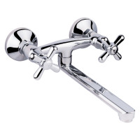 Змішувач для раковини Dominox 361 настінний з поворотним виливом двохвентильний (15 361) Chrome Lidz, фото