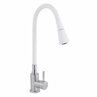 Змішувач для кухні Lidz Aria 015F31 з гнучким виливом (k35) LDARI015F31WNK36981 White / Nickel, фото