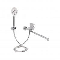 Змішувач для ванни Vida 005 з поворотним виливом (з душовим гарнітуром) (k35) (09 35 005-1) Nickel Lidz, фото