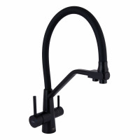 Змішувач для кухні Lidz Aria 020F3 з гнучким виливом з підключенням для питної води (k35) LDARI020F3BLA39212 Black Matt, фото
