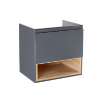 Тумба підвісна Qtap Robin 600х580х437 Graphite/Whitish oak QT1374TPВ6002GWO, фото