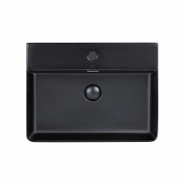 Раковина Qtap Nando LT 600х420х120 Matt black з донним клапаном QT12112173MBMB, фото