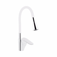 Змішувач для кухні Lidz Tani 007F3 з гнучким виливом (k40) LDTAN007F3WCR40423 White / Chrome, фото