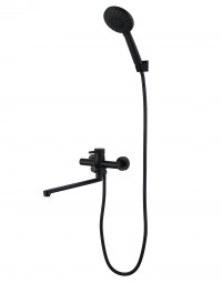 Змішувач для ванни Aria 005 з поворотним виливом (з душовим гарнітуром) (k35) LDARI005BLA43368 Black Lidz, фото