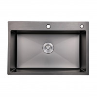 Кухонна мийка Lidz H6050B 3.0/0.8 мм Brush Black (LDH6050BPVD3008), фото