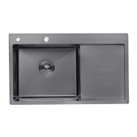 Мийка для кухні інтегрована Lidz Handmade H7849BL (LDH6545BPVD43623) Brushed Black PVD 3,0/1,0 мм, фото