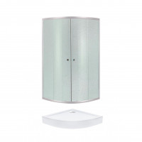 Набір Lidz душова кабіна Latwa SC80x80.SAT.LOW.FR, скло Frost 4 мм + піддон QT ROBIN, фото