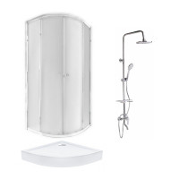 Готове рішення Qtap 1: Душ. кабіна півколо., 90x90 + Піддон + Душ. панель, фото