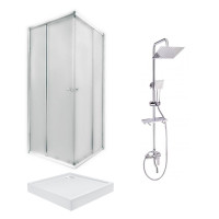 Готове рішення Qtap 3: Душ. кабіна квадратна, 90x90 + Піддон + Душ. панель, фото
