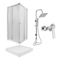 Готове рішення Qtap 7: Душ. кабіна квадратна, 90x90 + Піддон + Душ. панель + Змішувач для душу, фото