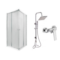 Готове рішення Qtap 8: Душ. кабіна квадратна, 90x90 + Душ. панель + Змішувач для душу, фото
