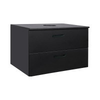 QtapTern Тумба зі стільницею підвісна, з 2 ящиками Push-to-Open, 1000х476х469 мм Matt Black, фото