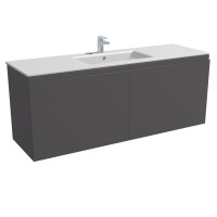 Qtap Scorpio комплект (тумба+раковина врізна) підвісний 2 ящика висувних з доводчиком 1500х585х460 GRAPHITE, фото