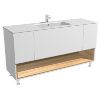 Qtap Robin комплект (тумба+раковина врізна) підлоговий 3 ящика висувних, 1 полиця з доводчиком 1500х825х460 WHITE/WHITISH OAK, фото