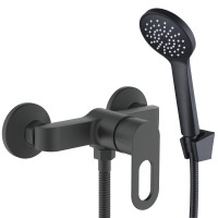 Змішувач для душу Lidz Latwa 010 (з душовим гарнітуром) (k40) LDLAT010BLA45421 Black, фото