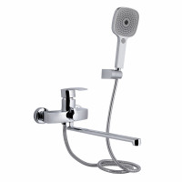 Змішувач для ванни Qtap Swan Eco з довгим поворотним виливом (з душовим гарнітуром) QTSWA2601CRM45533 Chrome, фото