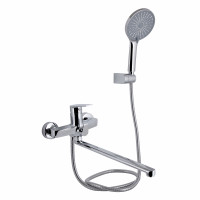 Змішувач для ванни Qtap Stenava New з поворотним виливом (з душовим гарнітуром) QTSTE2601CRM45536 Chrome, фото