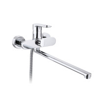 Змішувач для ванни Qtap Jay з довгим поворотним виливом (з душовим гарнітуром) QTJAY2601CRM45540 Chrome, фото