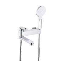 Змішувач для ванни Qtap Jay з поворотним виливом (з душовим гарнітуром) QTJAY260CRM45542 Chrome, фото