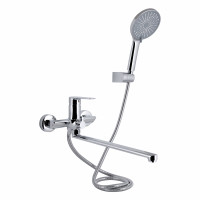 Змішувач для ванни Qtap Leo New з довгим поворотним виливом (з душовим гарнітуром) QTLEO2601CRM45562 Chrome, фото