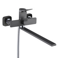 Змішувач для ванни Qtap Presto з довгим поворотним виливом (з душовим гарнітуром) QTPRE2601GRP45583 Graphite, фото