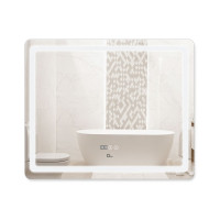 Дзеркало Qtap Mideya  1000х700 з LED-підсвічуванням Touch,  з антизапотіванням, з годинником, димером, рег. яскравості  QT2078NCF10070W, фото