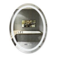 Дзеркало Qtap Mideya  500х700 з LED-підсвічуванням Touch,  з антизапотіванням, з годинником, димером, рег. яскравості  QT2078NCR5070W, фото