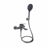Змішувач для ванни Qtap Vlasta New (з душовим гарнітуром) QTVLA259GMB45643 Gunmetal Black PVD, фото