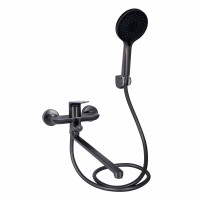 Змішувач для ванни Qtap Vlasta New з довгим поворотним виливом (з душовим гарнітуром) QTVLA260GMB45645 Gunmetal Black PVD, фото