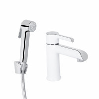 Змішувач для раковини Qtap Grand (з гігієнічним душем) QTGRA272CRW45671 Chrome/White, фото