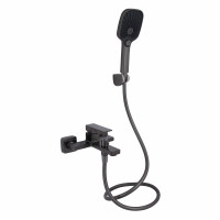 Змішувач для ванни Qtap Gemini (з душовим гарнітуром) QTGEM259GMB45684 Gunmetal Black PVD, фото