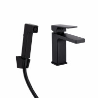 Змішувач для раковини Qtap Gemini (з гігієнічним душем) QTGEM272BLM45690 Black Matt, фото