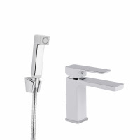 Змішувач для раковини Qtap Gemini (з гігієнічним душем) QTGEM272CRW45691 Chrome/White, фото