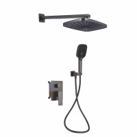 Душова система для душу Qtap Gemini прихованого монтажу на два споживача QTGEM113GMB45698 Gunmetal Black PVD, фото