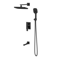 Душова система універсальна Qtap Gemini прихованого монтажу на три споживача QTGEM114BLM45703 Black Matt, фото