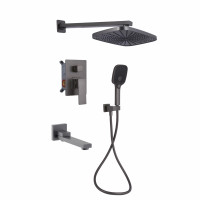 Душова система універсальна Qtap Gemini прихованого монтажу на три споживача QTGEM114GMB45704 Gunmetal Black PVD, фото
