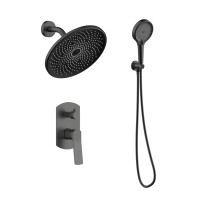 Душова система універсальна Qtap Slavonice прихованого монтажу на два споживача QTSLA113BLM45900 Black Matt, фото