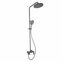 Душова система універсальна Qtap Slavonice на три споживача (з виливом) QTSLA111GMB45910 Gunmetal Black PVD, фото