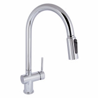 Змішувач для кухні Qtap Rozcesti з висувним виливом з підключенням для питної води QTROZ366CRM45938 Chrome, фото