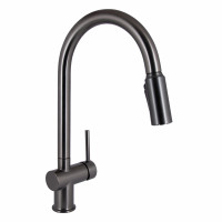Змішувач для кухні Qtap Rozcesti з висувним виливом з підключенням для питної води QTROZ366GMB45939 Gunmetal Black PVD, фото