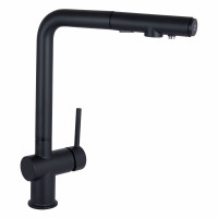 Змішувач для кухні Qtap Rozcesti з висувним виливом з підключенням для питної води QTROZ367BLM45943 Black Matt, фото