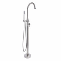 Змішувач для ванни Lidz Aria 004 підлоговий (з душовим гарнітуром) (k35) LDARI004NKS46099 Nickel, фото