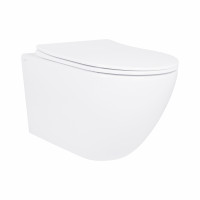 Унітаз підвісний Qtap Robin New Ultra Quiet безобідковий з сидінням Soft-close WHITE QT13332381АSW, фото